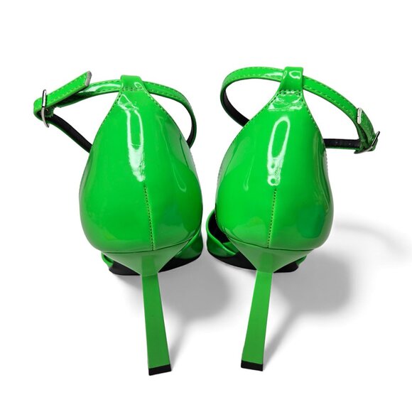 Bar III Womens Idaa Neon Green Patent Pointed Toe Dressy Ankle Strap Shoes 9.5M - Picture 5 of 11